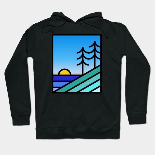 Nature inspiration: Landscape badge with sunset and trees (retro design) Hoodie by AtlasMirabilis